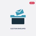 Two color election envelopes and box vector icon from political concept. isolated blue election envelopes and box vector sign