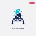 Two color electric tower vector icon from construction tools concept. isolated blue electric tower vector sign symbol can be use Royalty Free Stock Photo