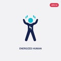 Two color energized human vector icon from feelings concept. isolated blue energized human vector sign symbol can be use for web,