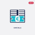Two color euro bills vector icon from business concept. isolated blue euro bills vector sign symbol can be use for web, mobile and Royalty Free Stock Photo