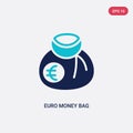 Two color euro money bag vector icon from business concept. isolated blue euro money bag vector sign symbol can be use for web, Royalty Free Stock Photo