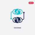 Two color exchange vector icon from digital economy concept. isolated blue exchange vector sign symbol can be use for web, mobile Royalty Free Stock Photo