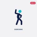 two color exercising vector icon from activity and hobbies concept. isolated blue exercising vector sign symbol can be use for web