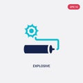 Two color explosive vector icon from army concept. isolated blue explosive vector sign symbol can be use for web, mobile and logo