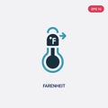 Two color farenheit vector icon from meteorology concept. isolated blue farenheit vector sign symbol can be use for web, mobile Royalty Free Stock Photo