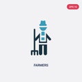 Two color farmers vector icon from people concept. isolated blue farmers vector sign symbol can be use for web, mobile and logo.