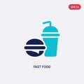 Two color fast food vector icon from health concept. isolated blue fast food vector sign symbol can be use for web, mobile and