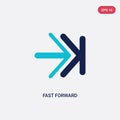 Two color fast forward vector icon from arrows 2 concept. isolated blue fast forward vector sign symbol can be use for web, mobile Royalty Free Stock Photo