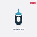 Two color feeding bottle vector icon from kid and baby concept. isolated blue feeding bottle vector sign symbol can be use for web