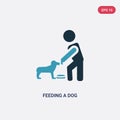 Two color feeding a dog vector icon from people concept. isolated blue feeding a dog vector sign symbol can be use for web, mobile