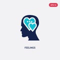 Two color feelings vector icon from brain process concept. isolated blue feelings vector sign symbol can be use for web, mobile