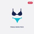 Two color female bikini piece vector icon from culture concept. isolated blue female bikini piece vector sign symbol can be use