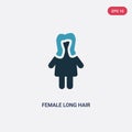 Two color female long hair vector icon from people concept. isolated blue female long hair vector sign symbol can be use for web, Royalty Free Stock Photo