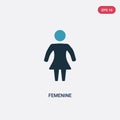 Two color femenine vector icon from signs concept. isolated blue femenine vector sign symbol can be use for web, mobile and logo.