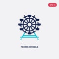 Two color ferris wheels vector icon from business concept. isolated blue ferris wheels vector sign symbol can be use for web,