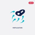 Two color fertilization vector icon from human body parts concept. isolated blue fertilization vector sign symbol can be use for