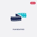 Two color film negatives vector icon from cinema concept. isolated blue film negatives vector sign symbol can be use for web,