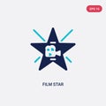 Two color film star vector icon from cinema concept. isolated blue film star vector sign symbol can be use for web, mobile and