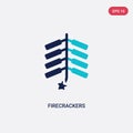 Two color firecrackers vector icon from asian concept. isolated blue firecrackers vector sign symbol can be use for web, mobile