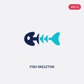 Two color fish skeleton vector icon from drinks concept. isolated blue fish skeleton vector sign symbol can be use for web, mobile