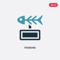 Two color fishbone vector icon from museum concept. isolated blue fishbone vector sign symbol can be use for web, mobile and logo