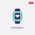Two color fitness bracelet vector icon from gym and fitness concept. isolated blue fitness bracelet vector sign symbol can be use