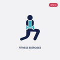 Two color fitness exercises vector icon from humans concept. isolated blue fitness exercises vector sign symbol can be use for web