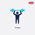 Two color fitness vector icon from beauty concept. isolated blue fitness vector sign symbol can be use for web, mobile and logo.