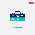 Two color flip camera vector icon from electronic stuff fill concept. isolated blue flip camera vector sign symbol can be use for