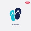Two color flip flops vector icon from brazilia concept. isolated blue flip flops vector sign symbol can be use for web, mobile and