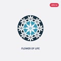 Two color flower of life vector icon from shapes and symbols concept. isolated blue flower of life vector sign symbol can be use Royalty Free Stock Photo