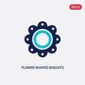 Two color flower shaped biscuits vector icon from food concept. isolated blue flower shaped biscuits vector sign symbol can be use
