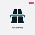 Two color flyover bridge vector icon from maps and flags concept. isolated blue flyover bridge vector sign symbol can be use for