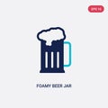 Two color foamy beer jar vector icon from bistro and restaurant concept. isolated blue foamy beer jar vector sign symbol can be