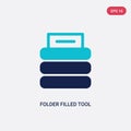 Two color folder filled tool vector icon from files and folders concept. isolated blue folder filled tool vector sign symbol can
