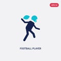 Two color football player vector icon from american football concept. isolated blue football player vector sign symbol can be use Royalty Free Stock Photo