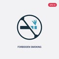 Two color forbidden smoking vector icon from signs concept. isolated blue forbidden smoking vector sign symbol can be use for web Royalty Free Stock Photo