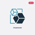 Two color framework vector icon from shapes concept. isolated blue framework vector sign symbol can be use for web, mobile and