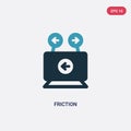 Two color friction vector icon from music concept. isolated blue friction vector sign symbol can be use for web, mobile and logo. Royalty Free Stock Photo