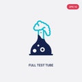 Two color full test tube vector icon from education concept. isolated blue full test tube vector sign symbol can be use for web, Royalty Free Stock Photo