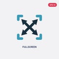 Two color fullscreen vector icon from interface concept. isolated blue fullscreen vector sign symbol can be use for web, mobile