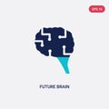 Two color future brain vector icon from artificial intellegence concept. isolated blue future brain vector sign symbol can be use