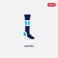 Two color gaiters vector icon from american football concept. isolated blue gaiters vector sign symbol can be use for web, mobile Royalty Free Stock Photo