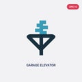 Two color garage elevator vector icon from mechanicons concept. isolated blue garage elevator vector sign symbol can be use for