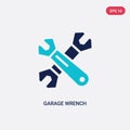 Two color garage wrench vector icon from tools concept. isolated blue garage wrench vector sign symbol can be use for web, mobile