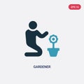 Two color gardener vector icon from people skills concept. isolated blue gardener vector sign symbol can be use for web, mobile