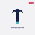 Two color gardening digger vector icon from tools concept. isolated blue gardening digger vector sign symbol can be use for web,