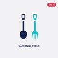 Two color gardening tools vector icon from hobbies concept. isolated blue gardening tools vector sign symbol can be use for web,