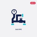 Two color gas pipe vector icon from construction tools concept. isolated blue gas pipe vector sign symbol can be use for web, Royalty Free Stock Photo