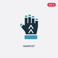 Two color gauntlet vector icon from shapes concept. isolated blue gauntlet vector sign symbol can be use for web, mobile and logo